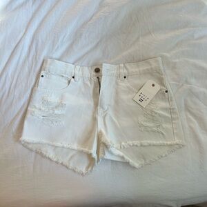 Billabong White Jean Shorts Distressed Hem
